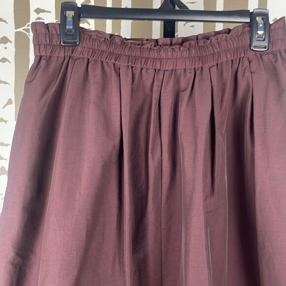 H&M Chocolate Brown A-Line Taffeta Midi Skirt M - Picture 3 of 8